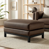 Roscoe Espresso Vegan Leather Ottoman - Ornate Home