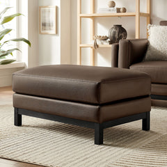 Roscoe Espresso Vegan Leather Ottoman - Ornate Home