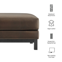 Roscoe Espresso Vegan Leather Ottoman - Ornate Home