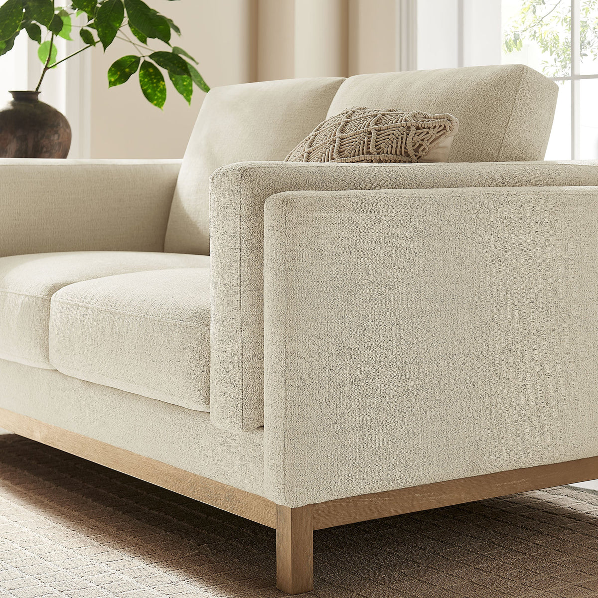 Roscoe Ivory 63 inch Fabric Loveseat - Ornate Home
