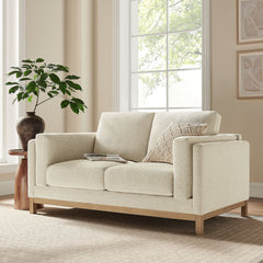 Roscoe Ivory 63 inch Fabric Loveseat - Ornate Home