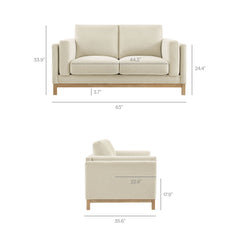 Roscoe Ivory 63 inch Fabric Loveseat - Ornate Home