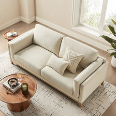 Roscoe Ivory 81 inch Fabric Sofa - Ornate Home