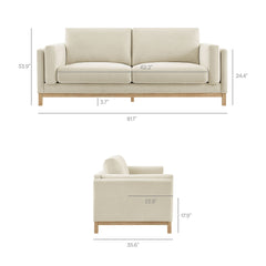 Roscoe Ivory 81 inch Fabric Sofa - Ornate Home