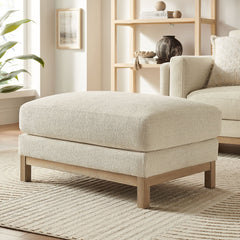 Roscoe Ivory Fabric Ottoman - Ornate Home