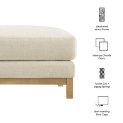 Roscoe Ivory Fabric Ottoman - Ornate Home