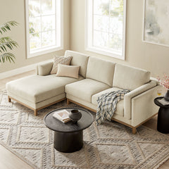 Roscoe Ivory Left-Facing Fabric Sectional Sofa with Chaise - Ornate Home