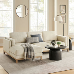 Roscoe Ivory Left-Facing Fabric Sectional Sofa with Chaise - Ornate Home