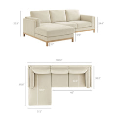 Roscoe Ivory Left-Facing Fabric Sectional Sofa with Chaise - Ornate Home