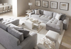 Roscoe Ivory Ottoman Without Nails - Ornate Home