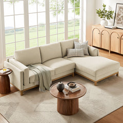 Roscoe Ivory Right-Facing Fabric Sectional Sofa with Chaise - Ornate Home