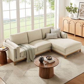 Roscoe Ivory Right-Facing Fabric Sectional Sofa with Chaise - Ornate Home