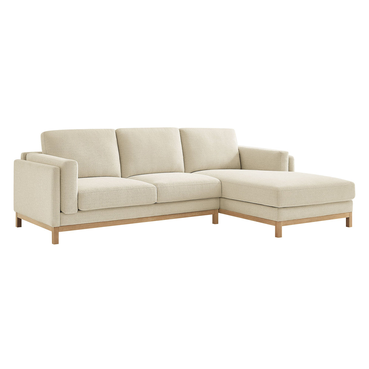 Roscoe Ivory Right-Facing Fabric Sectional Sofa with Chaise - Ornate Home