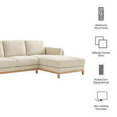 Roscoe Ivory Right-Facing Fabric Sectional Sofa with Chaise - Ornate Home