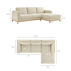 Roscoe Ivory Right-Facing Fabric Sectional Sofa with Chaise - Ornate Home
