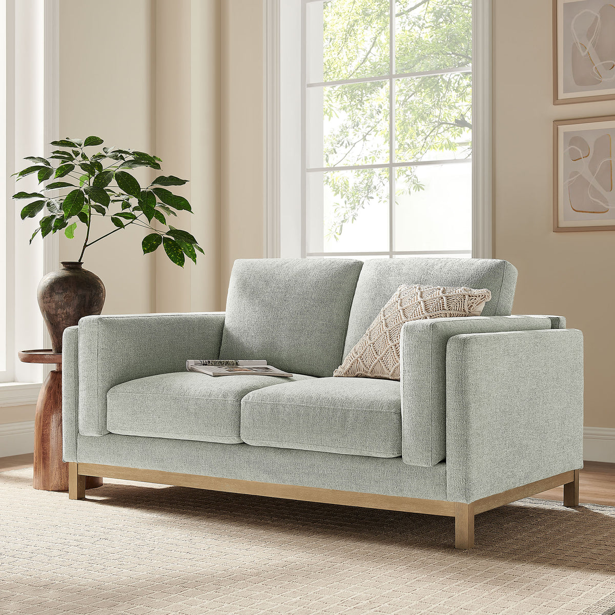 Roscoe Mist 63 inch Fabric Loveseat - Ornate Home