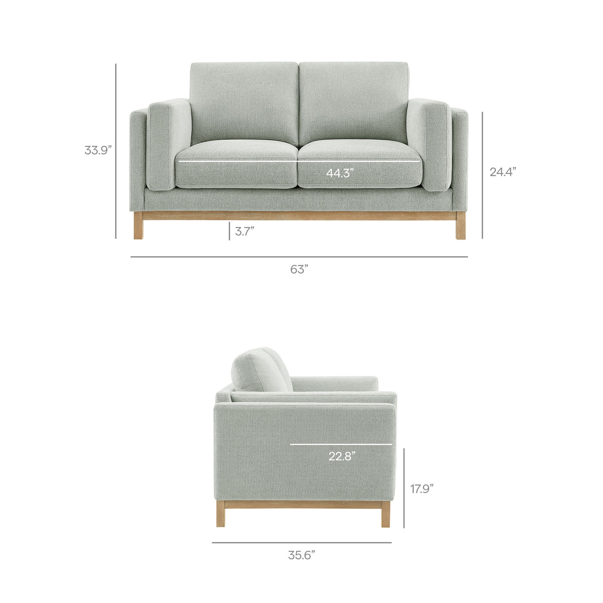 Roscoe Mist 63 inch Fabric Loveseat - Ornate Home