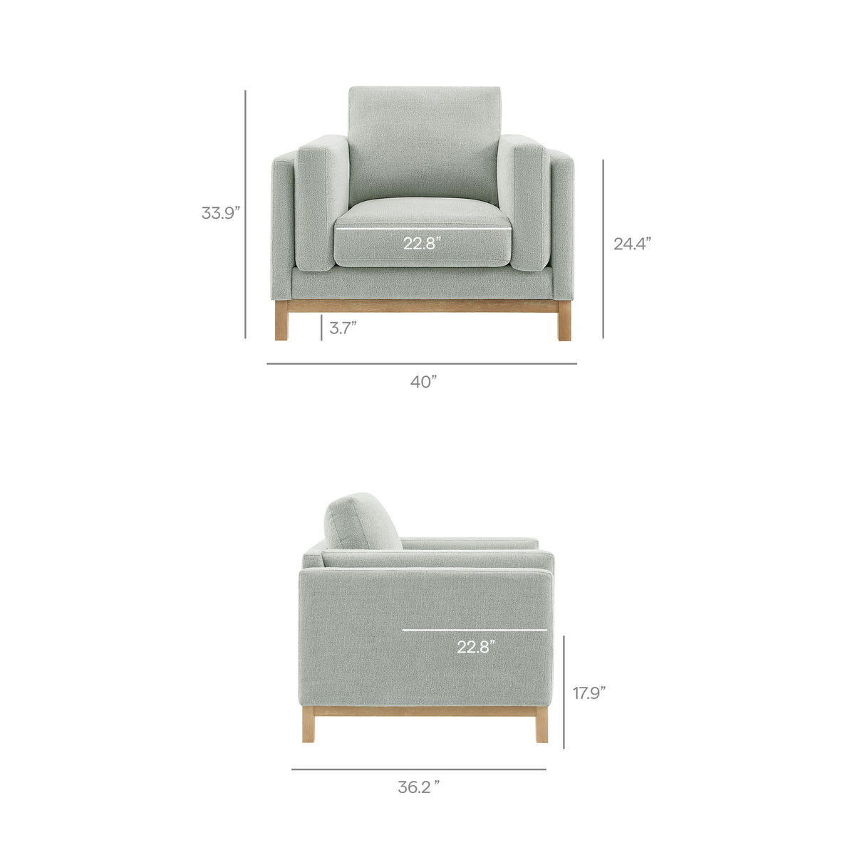 Roscoe Mist Fabric Armchair - Ornate Home