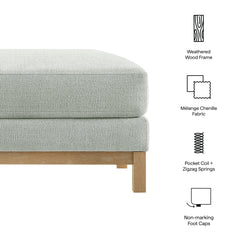 Roscoe Mist Fabric Ottoman - Ornate Home