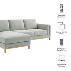 Roscoe Mist Left-Facing Fabric Sectional Sofa with Chaise - Ornate Home