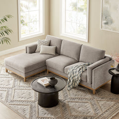 Roscoe Pewter Left-Facing Fabric Sectional Sofa with Chaise - Ornate Home
