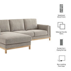 Roscoe Pewter Left-Facing Fabric Sectional Sofa with Chaise - Ornate Home