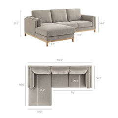 Roscoe Pewter Left-Facing Fabric Sectional Sofa with Chaise - Ornate Home