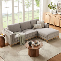 Roscoe Pewter Right-Facing Fabric Sectional Sofa with Chaise - Ornate Home