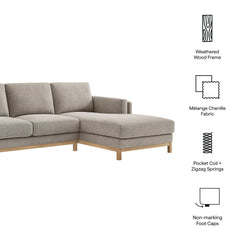 Roscoe Pewter Right-Facing Fabric Sectional Sofa with Chaise - Ornate Home