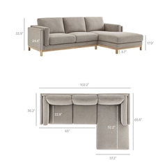 Roscoe Pewter Right-Facing Fabric Sectional Sofa with Chaise - Ornate Home