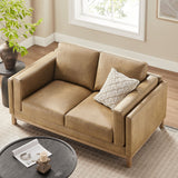 Roscoe Toast 63 inch Vegan Leather Loveseat - Ornate Home