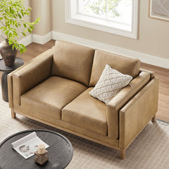 Roscoe Toast 63 inch Vegan Leather Loveseat - Ornate Home