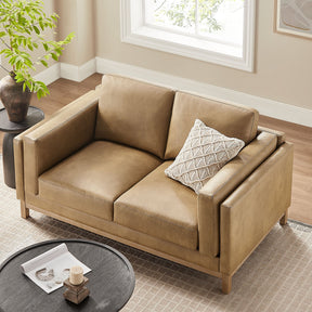 Roscoe Toast 63 inch Vegan Leather Loveseat - Ornate Home