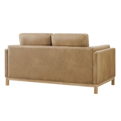Roscoe Toast 63 inch Vegan Leather Loveseat - Ornate Home
