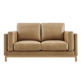 Roscoe Toast 63 inch Vegan Leather Loveseat - Ornate Home