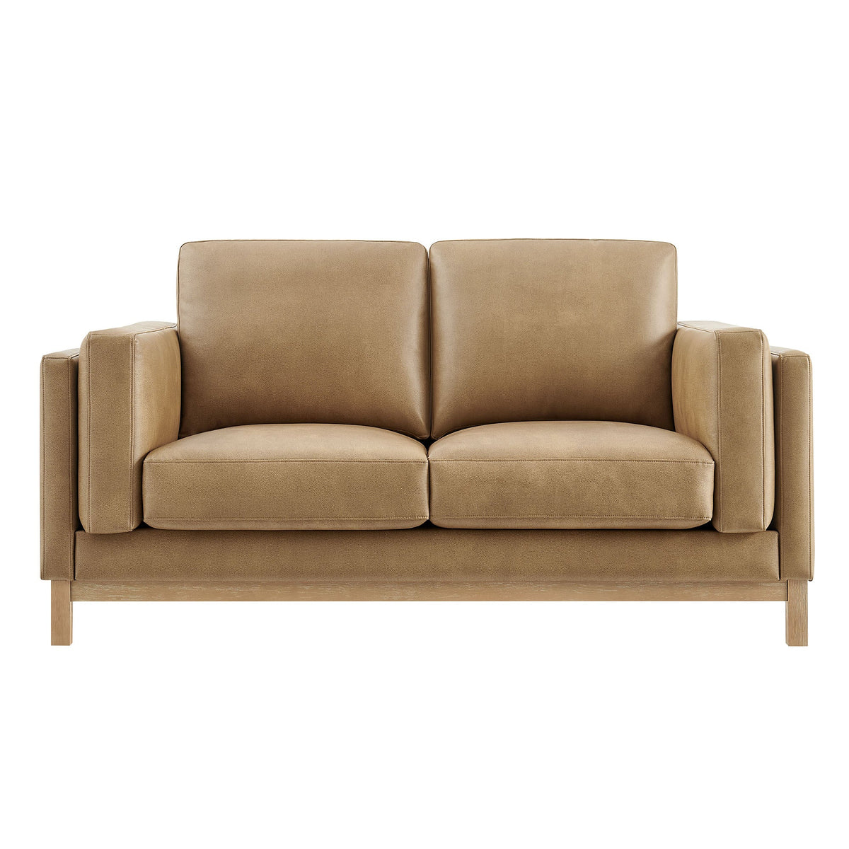 Roscoe Toast 63 inch Vegan Leather Loveseat - Ornate Home