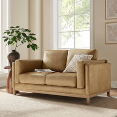 Roscoe Toast 63 inch Vegan Leather Loveseat - Ornate Home