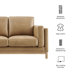 Roscoe Toast 63 inch Vegan Leather Loveseat - Ornate Home