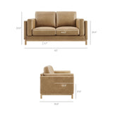 Roscoe Toast 63 inch Vegan Leather Loveseat - Ornate Home
