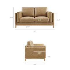 Roscoe Toast 63 inch Vegan Leather Loveseat - Ornate Home