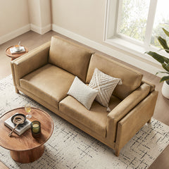 Roscoe Toast 81 inch Vegan Leather Sofa - Ornate Home