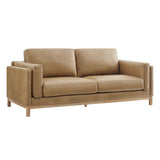 Roscoe Toast 81 inch Vegan Leather Sofa - Ornate Home