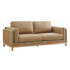 Roscoe Toast 81 inch Vegan Leather Sofa - Ornate Home