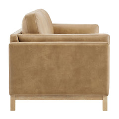 Roscoe Toast 81 inch Vegan Leather Sofa - Ornate Home