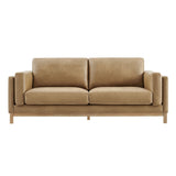 Roscoe Toast 81 inch Vegan Leather Sofa - Ornate Home
