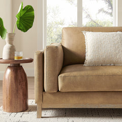 Roscoe Toast 81 inch Vegan Leather Sofa - Ornate Home