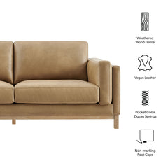 Roscoe Toast 81 inch Vegan Leather Sofa - Ornate Home