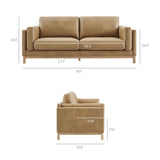 Roscoe Toast 81 inch Vegan Leather Sofa - Ornate Home