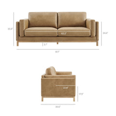 Roscoe Toast 81 inch Vegan Leather Sofa - Ornate Home