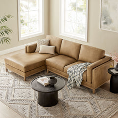 Roscoe Toast Left-Facing Vegan Leather Sectional Sofa with Chaise - Ornate Home